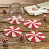 Peppermint Candy Print Braid Coasters - Set Of 4