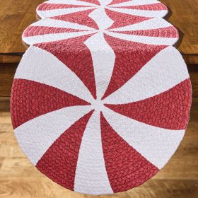 Peppermint Candy Print Braid Runner 34"L