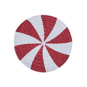 Peppermint Candy Printed Braided Trivet 8" Dia