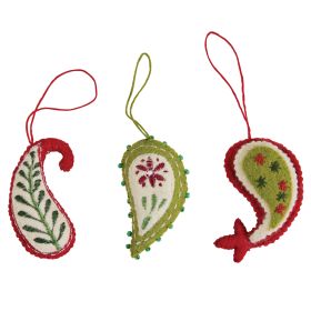Paisley Felt Ornaments Set Of 3