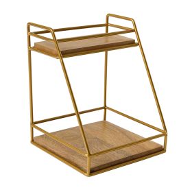 Wood/Gold 2 Tier Organizer
