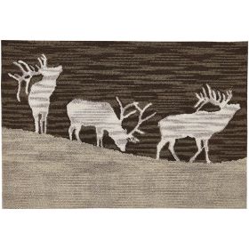 Elk Lodge Hooked Rug 2' X 3'