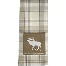 Cliffside Plaid Elk Decorative Dishtowel
