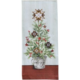 Joy Christmas Tree Printed Dishtowel