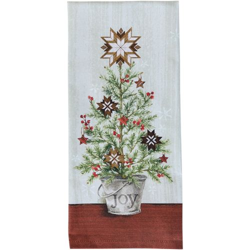 Joy Christmas Tree Printed Dishtowel