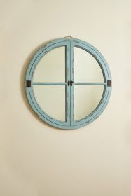 Round Window Wood Mirror - Sea