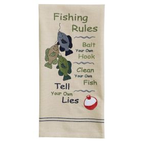 Fishing Rules Embroidered Dishtowel