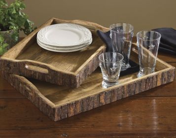 Wood with Bark Edge Trays - Set of 2
