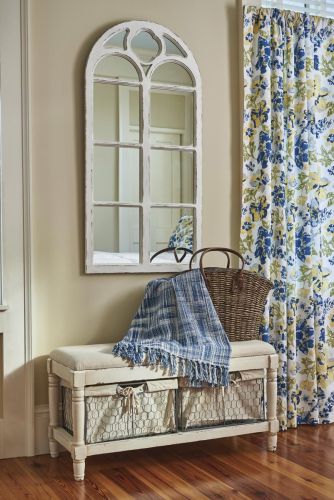 Wood Window Mirror Distressed - White