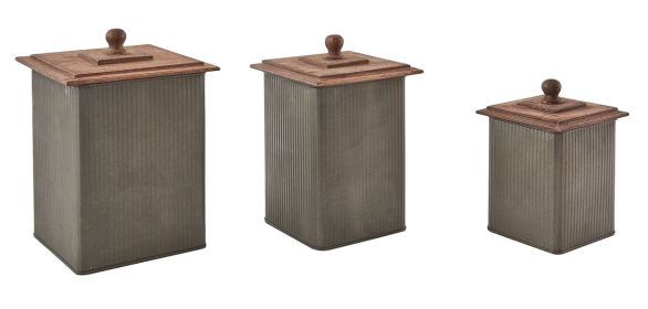 Norwood Canisters with Wood Lids - Set of 3