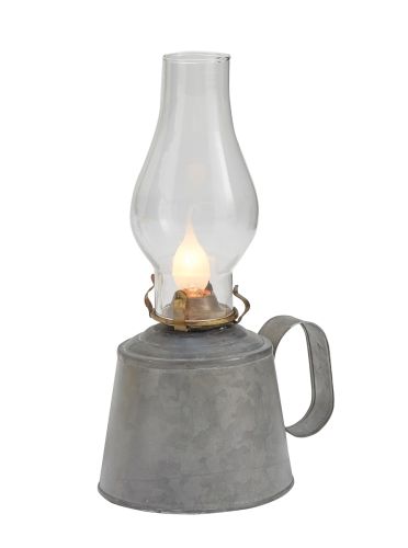 Small Galvanized Oil Lamp with Globe