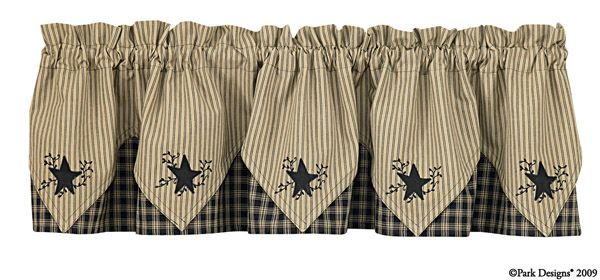 Sturbridge Star Embroidered Point Valance - Black