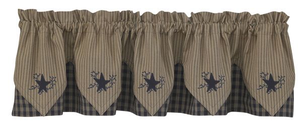 Sturbridge Star Embroidered Point Valance - Navy