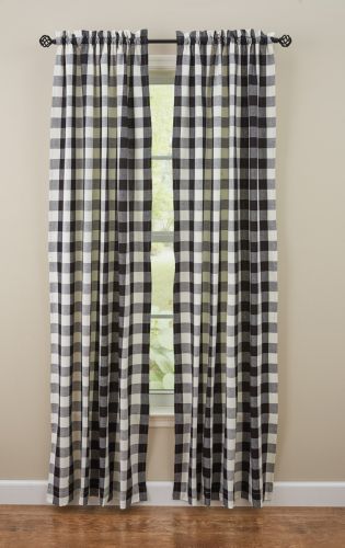 Wicklow Check Lined Panels - 84"L - Black & Cream
