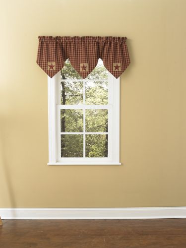 Sturbridge Patch Lined Triple Point Valance - Wine