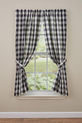Wicklow Check Panels - 63"L - Black & Cream