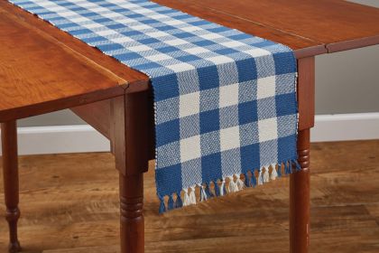 Wicklow Check Table Runner - 54"L - China Blue