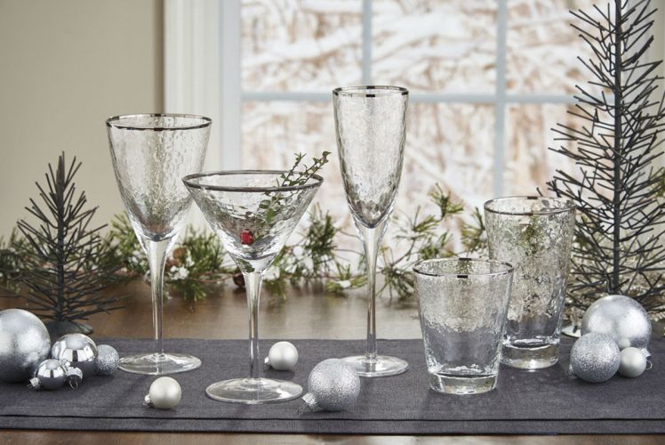 Metallic Rim Highball - Silver