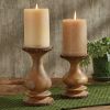 Wood with Bark Edge Pillar Holder - 7"H