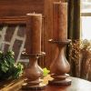 Wood with Bark Edge Pillar Holder - 7"H