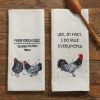 Farm Fresh Eggs Print and Embroidered Dishtowel