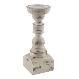 Brighton Wood 12" Candlestick - White
