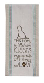 Filled with Kisses Embroidered Dishtowel