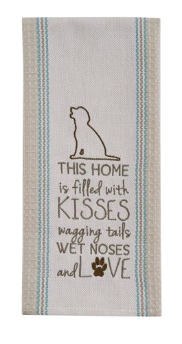 Filled with Kisses Embroidered Dishtowel