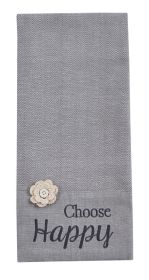 Choose Happy Embroidered Dishtowel
