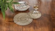 Lace Accent Mat - Set of 2 - Oatmeal
