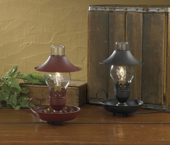 Chamberstick Lamp With Shade - Red