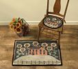 House and Sunflowers Hooked Rug