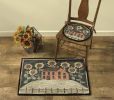 House and Sunflowers Hooked Rug