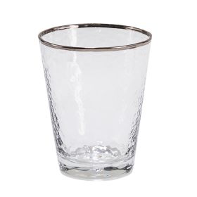 Metallic Rim Double Old Fashioned - Silver