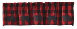 Buffalo Check Bear Applique Lined Valance