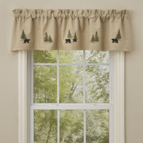 Black Bear Embroidered  Lined Valance
