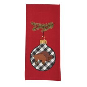 Bison Ornament Embroidered Dishtowel