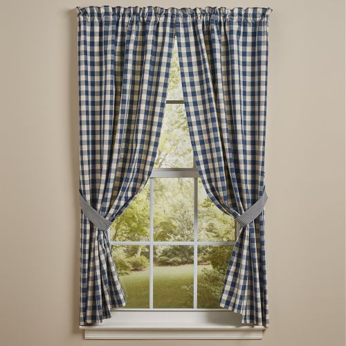 York Lights Unlined Panel Pair - Blue - 63"L