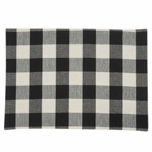 Wicklow Check Backed Placemat - Black & Cream