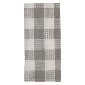 Wicklow Check Waffle Dishtowel - Dove