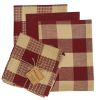 Wicklow Check 3 Dishtowel-1 Dishcloth Set - Garnet