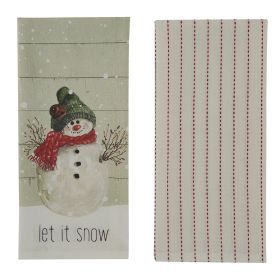 Farmhouse Snowman Let It Snowith 2 Dishtowel Set
