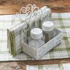 Distressed Tile Napkin Caddy with Salt & Pepper
