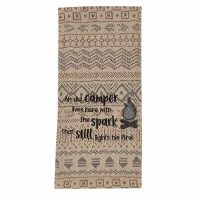 An Old Camper Lives Here Embroidered Dishtowel