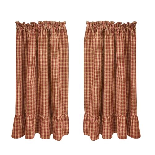 Sturbridge Plaid Ruffle Tiers 36"L - Wine
