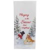 Snowman With Sled Embroidered Dishtowel
