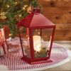 Tall Square Red Lantern With Glass