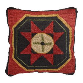 Folk Star Hooked 18" Pillow Set Polyester Insert