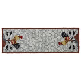 Break Of Day Rooster Hooked Rug Runner 2 x 6
