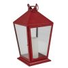 Tall Square Red Lantern With Glass